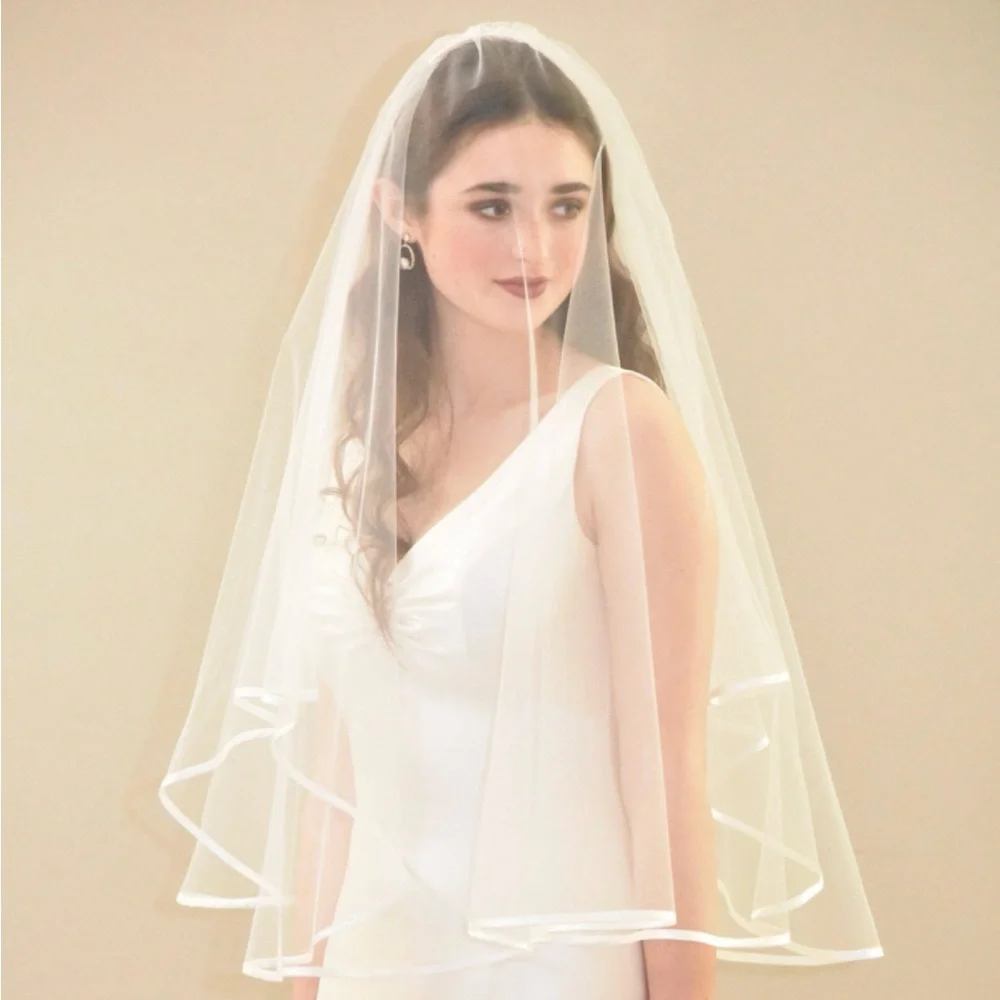 Pronovias double elbow length satin ribbon veil ivory - Picture 7 of 8